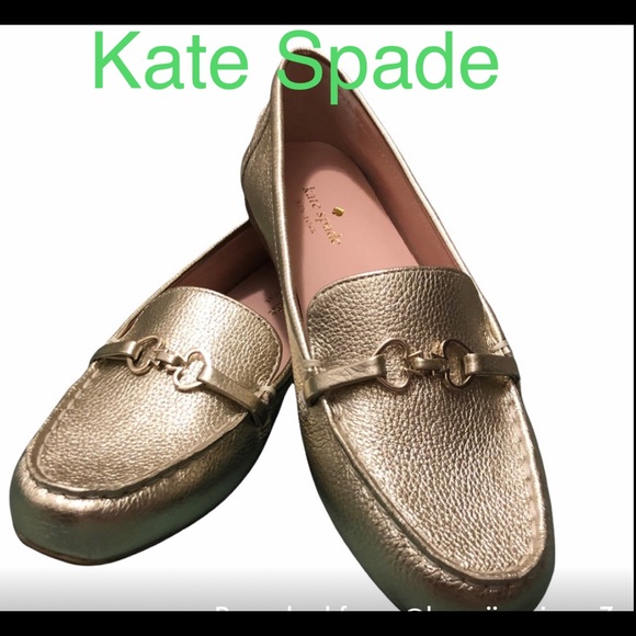 COPY - Kate ♠️ Spade NEW YORK Bergman Gold Leather Loafers Spade Detail authent… - Picture 3 of 15